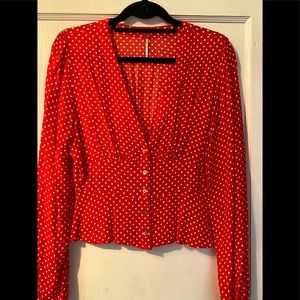 Free People dotted peplum blouse
